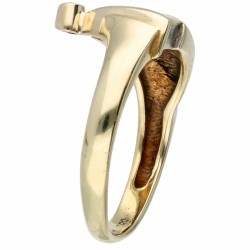 14 kt. Bicolor gouden ring bezet met ca. 0.02 ct. diamant.