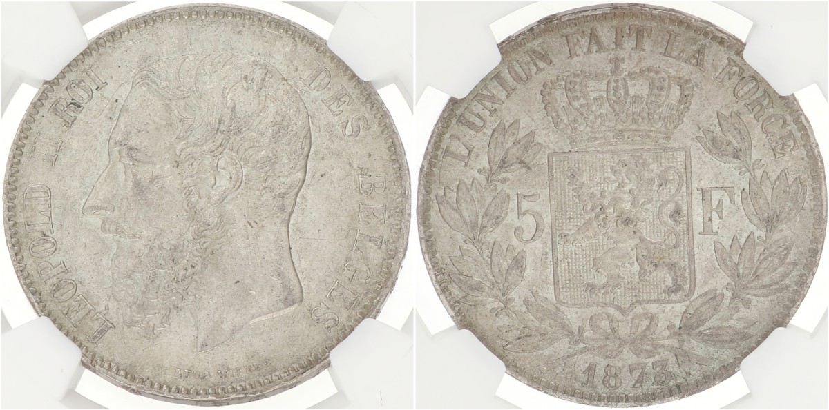 Belgium. Leopold II. 5 Francs. 1873. MS 61