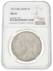 Belgium. Leopold II. 5 Francs. 1873. MS 61