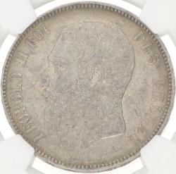 Belgium. Leopold II. 5 Francs. 1869. AU 58