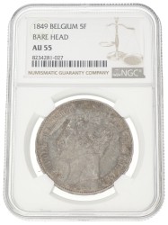 Belgium. Leopold I. 5 Francs - Bare head. 1849. AU 55