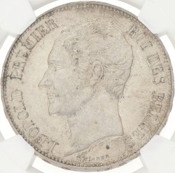 Belgium. Leopold I. 5 Francs. 1850 - No dot above date. AU 55