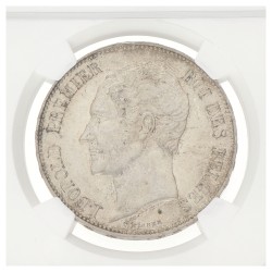 Belgium. Leopold I. 5 Francs. 1850 - No dot above date. AU 55