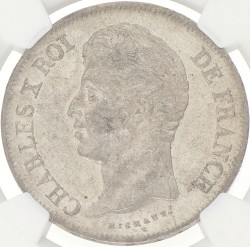 France. Second kingdom. Charles X. 5 Francs. 1827 W. MS 60