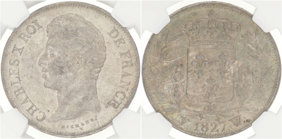 France. Second kingdom. Charles X. 5 Francs. 1827 W. MS 60