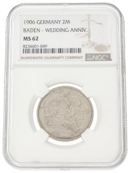 German states. Baden. 2 Mark - Wedding anniversary. 1906. MS 62