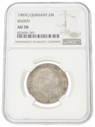 German states. Baden. Friedrich. 2 Mark. 1907 G. AU 58