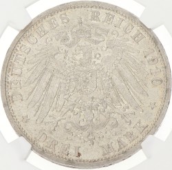 German states. Saxe-Weimar-Eisenach. Wilhelm Ernst. 3 Mark - Duke's marriage. 1910 A. MS 62