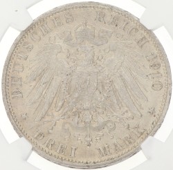 German states. Württemberg. Wilhelm II. 3 Mark. 1910 F. MS 62