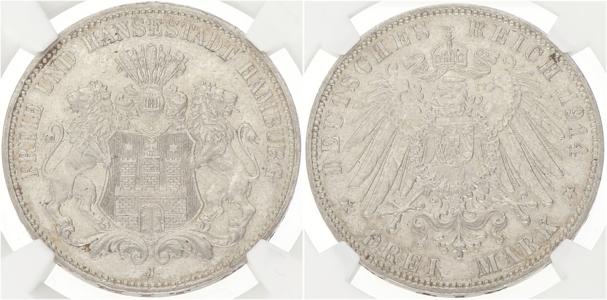 German states. Hamburg. 3 Mark. 1914 J. MS 64
