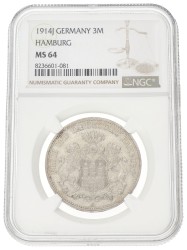 German states. Hamburg. 3 Mark. 1914 J. MS 64