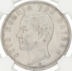German states. Bavaria. Otto. 5 Mark. 1913 D. AU details.