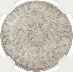German states. Bavaria. Otto. 5 Mark. 1913 D. AU details.