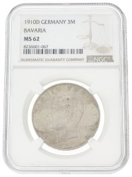 German states. Bavaria. Otto. 3 Mark. 1910 D. MS 62