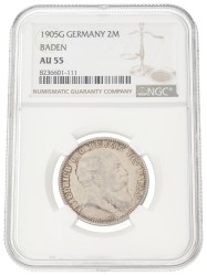 German states. Baden. Friedrich. 2 Mark. 1905 G. AU 55
