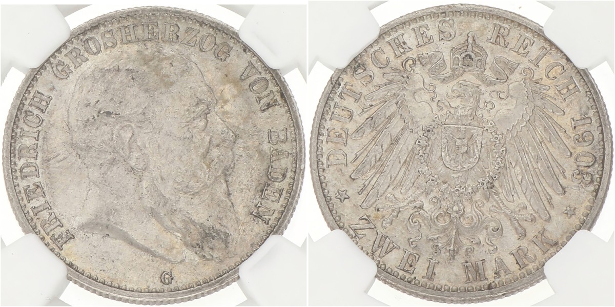 German states. Baden. Friedrich. 2 Mark. 1903 G. AU 58