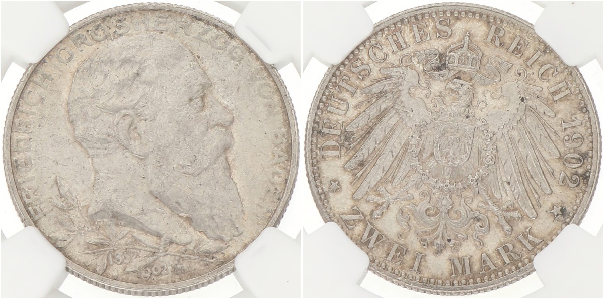 German states. Baden. Friedrich. 2 Mark - Golden jubilee. 1902. MS 61