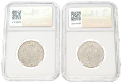 German states. Baden & Bavaria. Friedrich & Luitpold. Lot (2) 2 Mark. 1907 & 1911 D. AU & UNC details.