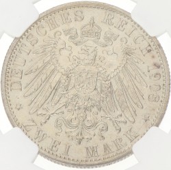 German states. Saxe-Weimar-Eisenach. 2 Mark - Jena university. 1908 A. UNC details.