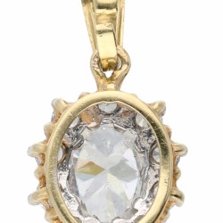 Geelgouden rozethanger bezet met zirkonia - 14 kt.