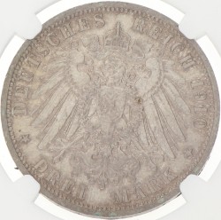 German states. Saxe-Weimar-Eisenach. Wilhelm Ernst. 3 Mark - Duke's Marriage. 1910 A. UNC details.