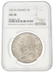 France. Second kingdom. Louis XVIII. 5 Francs. 1817 A. AU 58