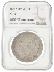 France. Second kingdom. Louis XVIII. 5 Francs. 1821 A. XF 40