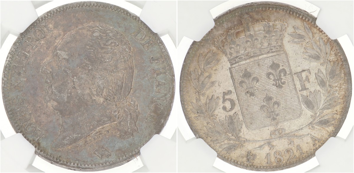 France. Second kingdom. Louis XVIII. 5 France. 1821 A. AU 58