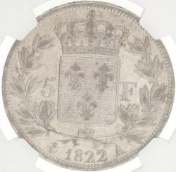 France. Second kingdom. Louis XVIII. 5 Francs. 1822 A. AU 55
