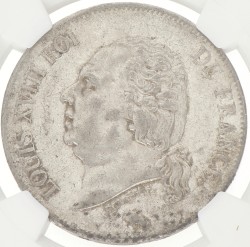 France. Second kingdom. Louis XVIII. 5 Francs. 1823 W. AU 58