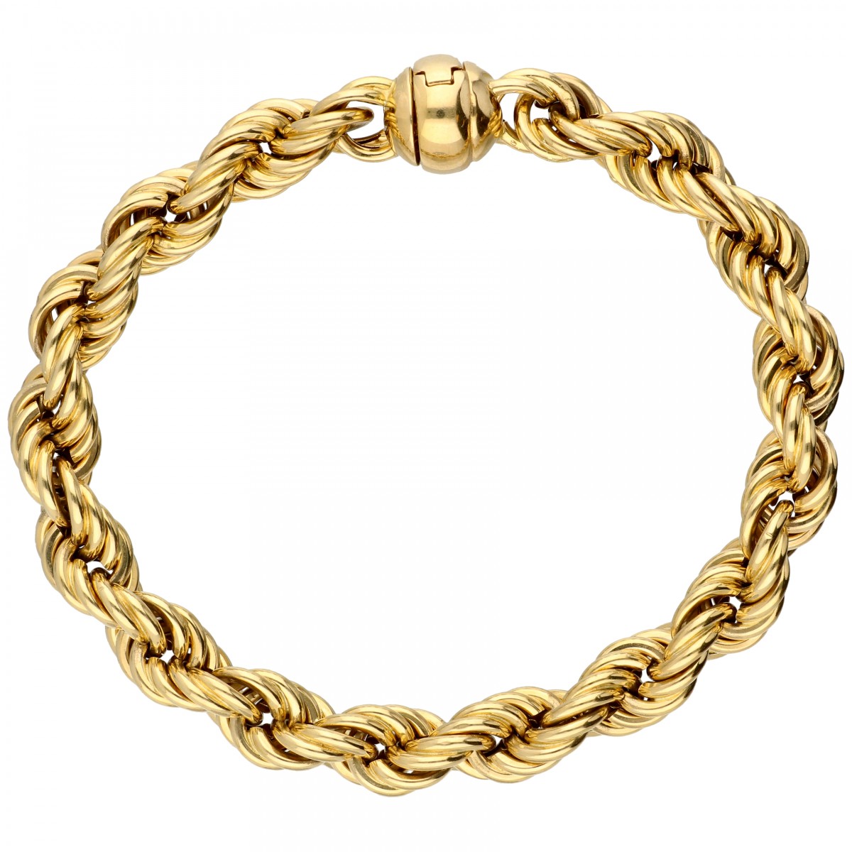 18 kt. Geelgouden vintage Uno A Erre gedraaide schakelarmband.