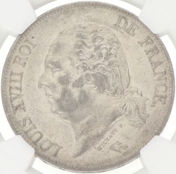 France. Second kingdom. Louis XVIII. 5 Francs. 1824 W. AU 55