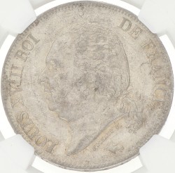 France. Second kingdom. Louis XVIII. 5 Francs. 1824 W. MS 60