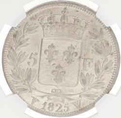France. Second kingdom. Charles X. 5 Francs. 1825 W. MS 60