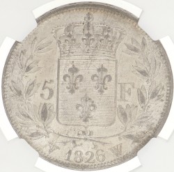 France. Second kingdom. Charles X. 5 Francs. 1826 W. AU 58