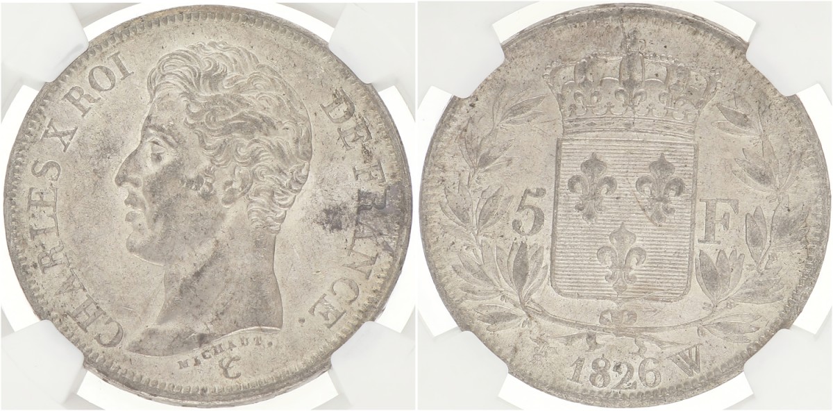 France. Second kingdom. Charles X. 5 Francs. 1826 W. MS 61