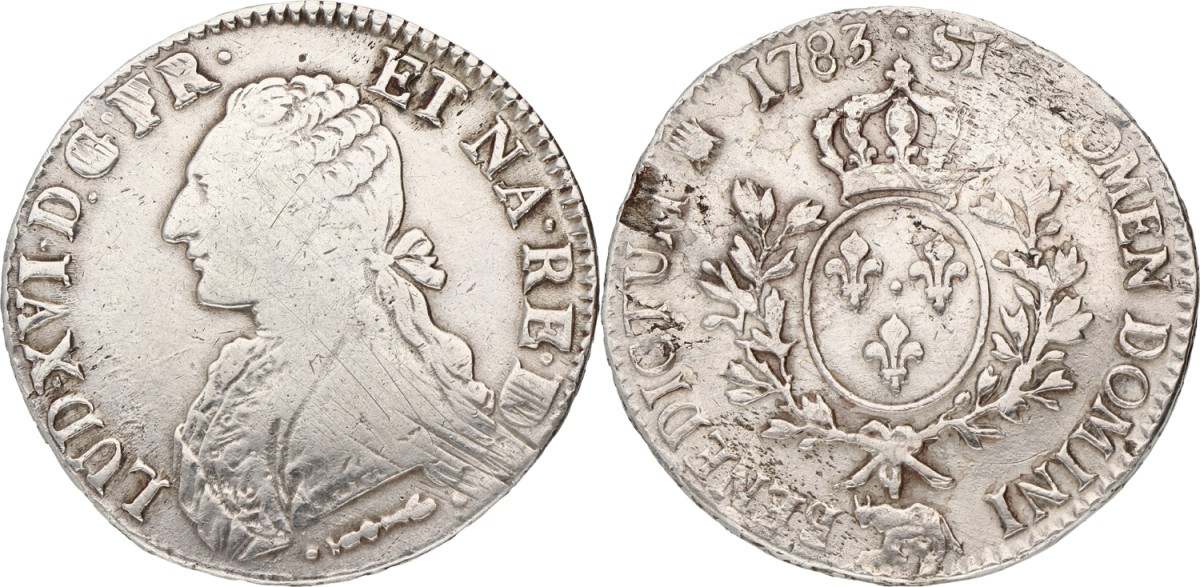 France. Kingdom. Louis XVI. Ecu. 1783 Cow. VF