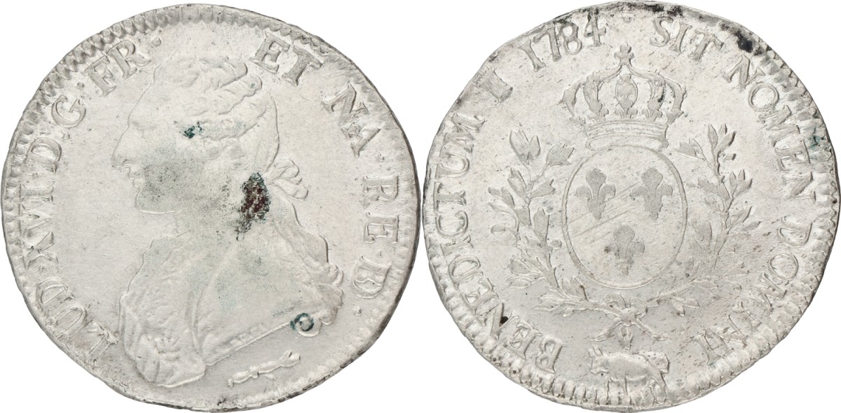 France. Kingdom. Louis XVI. Ecu. 1784 Cow. XF -