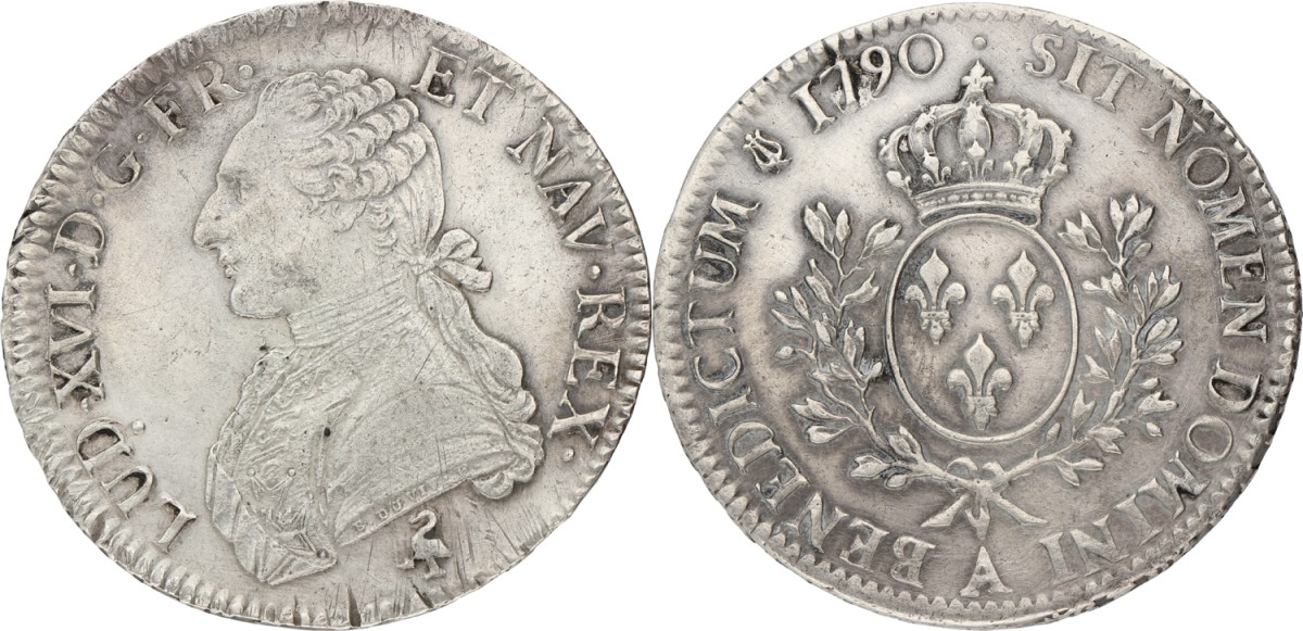 France. Kingdom. Louis XVI. Ecu. 1790 A. XF