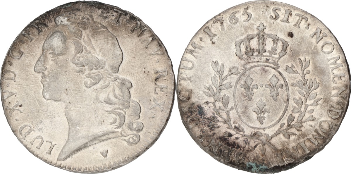 France. Kingdom. Louis XV. Ecu. 1765 &. VF