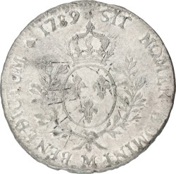 France. Kingdom. Louis XVI. Ecu. 1789 M. VF +