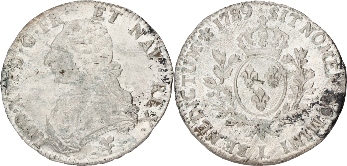 France. Kingdom. Louis XVI. Ecu. 1789 L. VF / XF