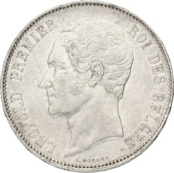 Belgium. Leopold I. 5 Francs. 1865. XF -