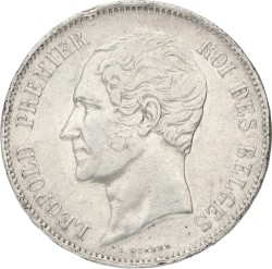 Belgium. Leopold I. 5 Francs. 1858. VF +
