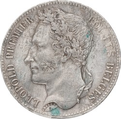 Belgium. Leopold I. 5 Francs. 1833. XF