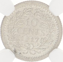 10 Cent. Wilhelmina. 1917. AU 58