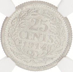 25 Cent. Wilhelmina. 1914. MS 62