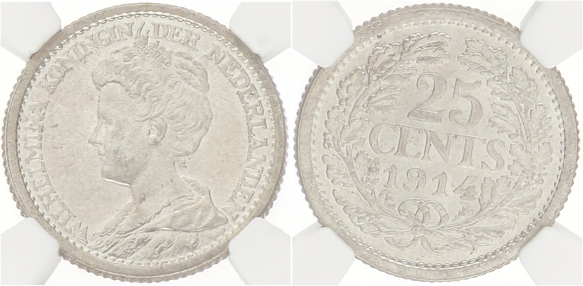 25 Cent. Wilhelmina. 1914. MS 62