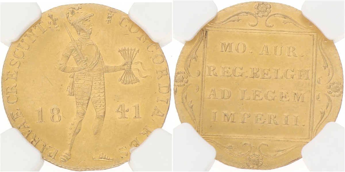 Gouden dukaat. Sint Petersburg. Willem II. 1841 Leli. UNC details.