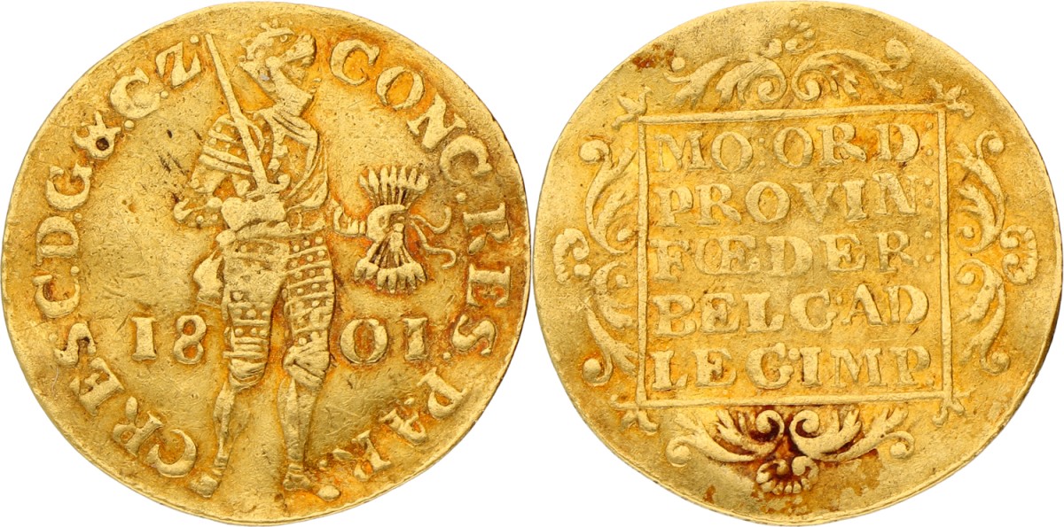Gouden dukaat. Gelderland. 1801. F +